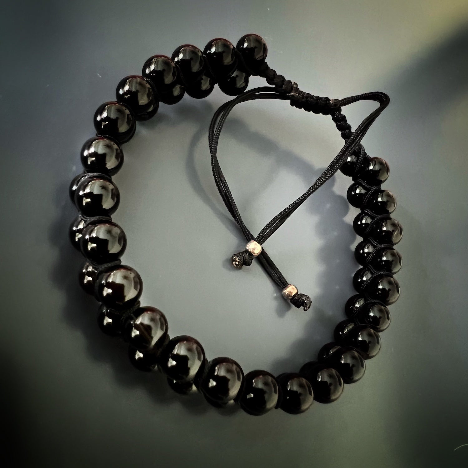 Stylish Black Onyx Bracelet with Sterling Silver Beads