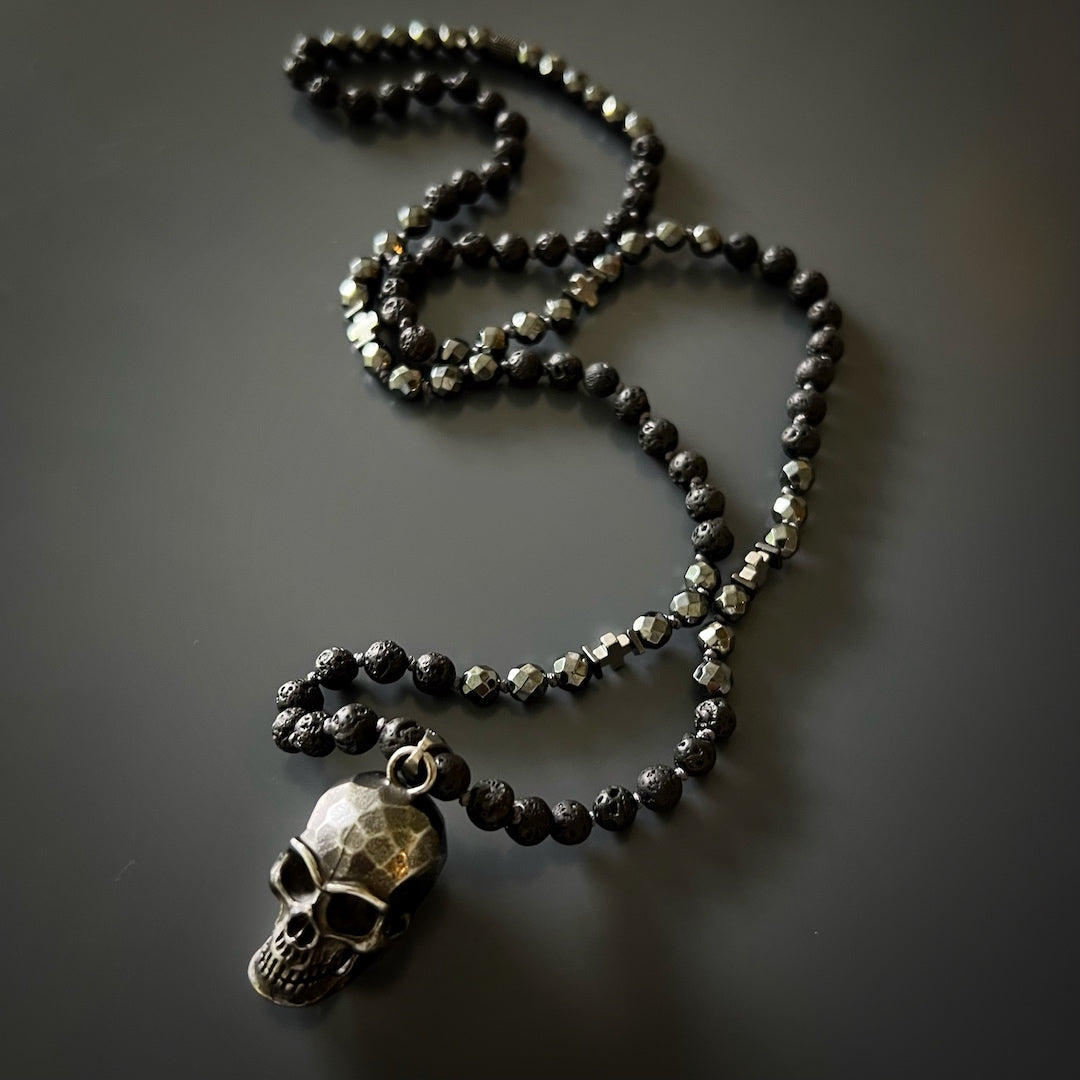 Edgy Steel Skull Pendant Necklace