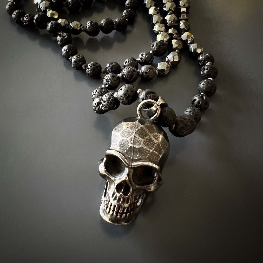 Root Chakra Resonating Black Power Skull Necklace