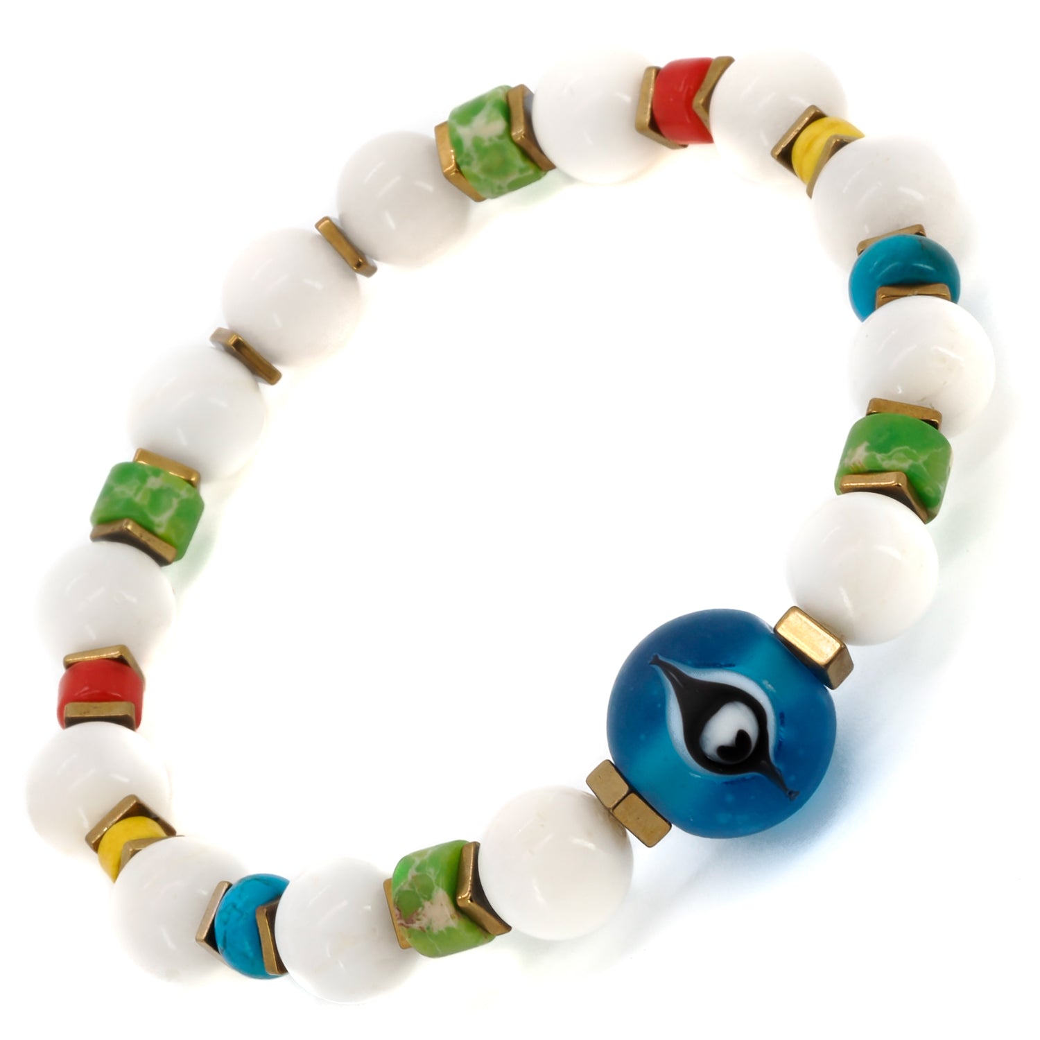 Stunning Handmade Bracelet with Glass Evil Eye Charm