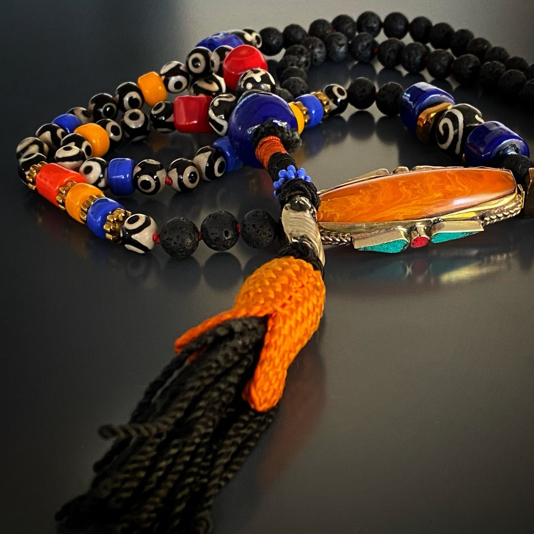 Colorful Beaded Necklace with Eye-catching Turkish Tassel
