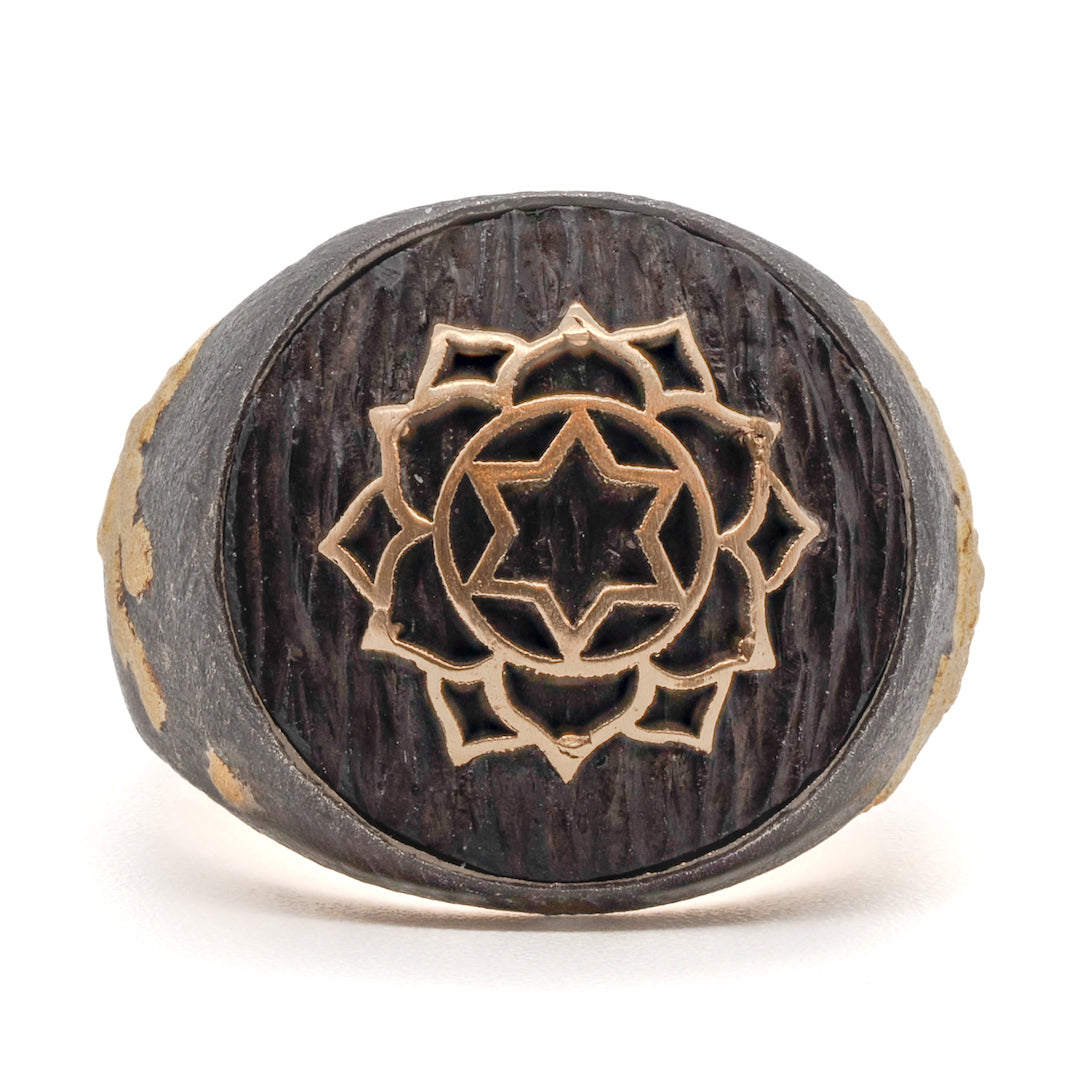Elevate your style with the Chakra Signet Ring, a unique and sustainable jewelry piece.