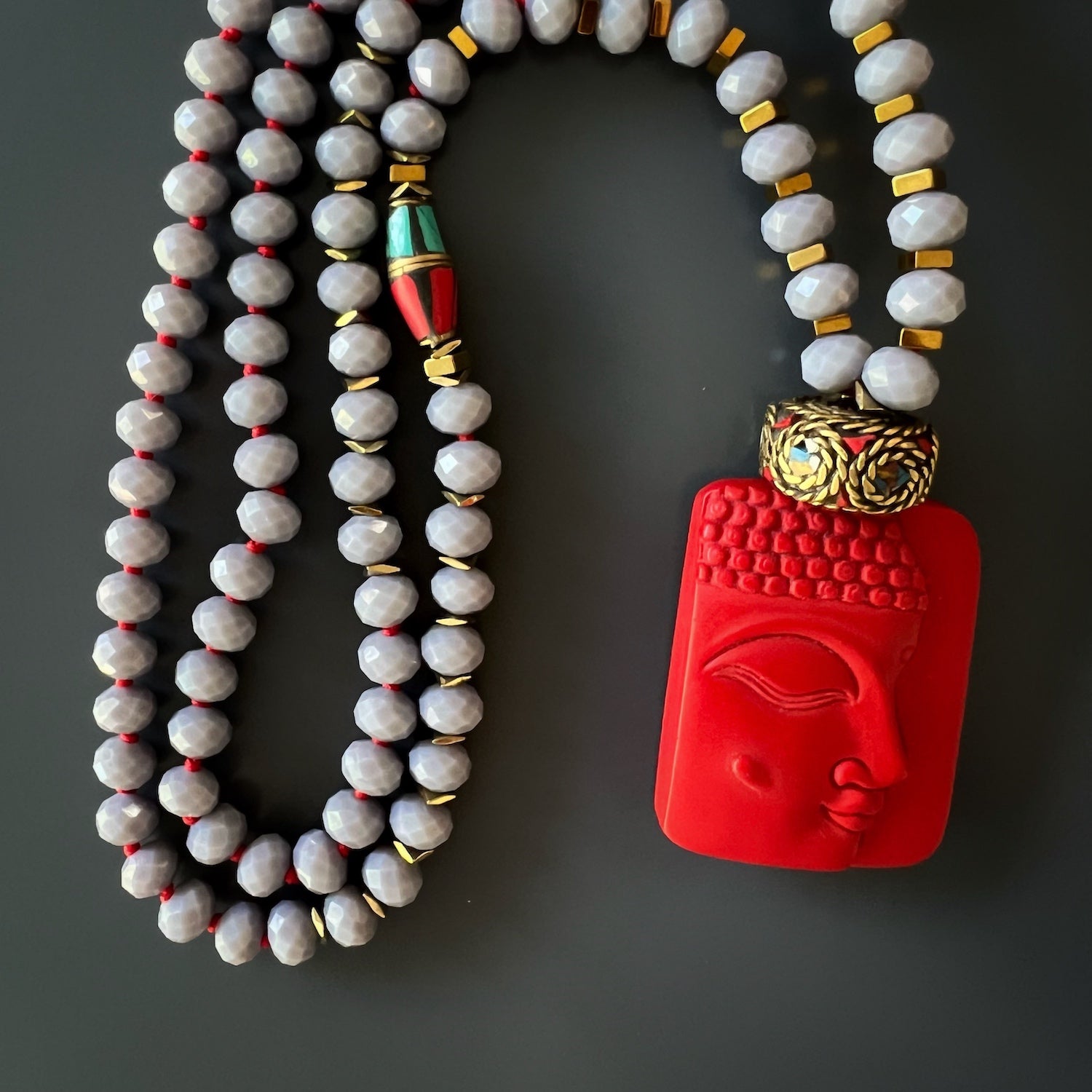 Serene Calmness Necklace with Hand-Knotted Beads
