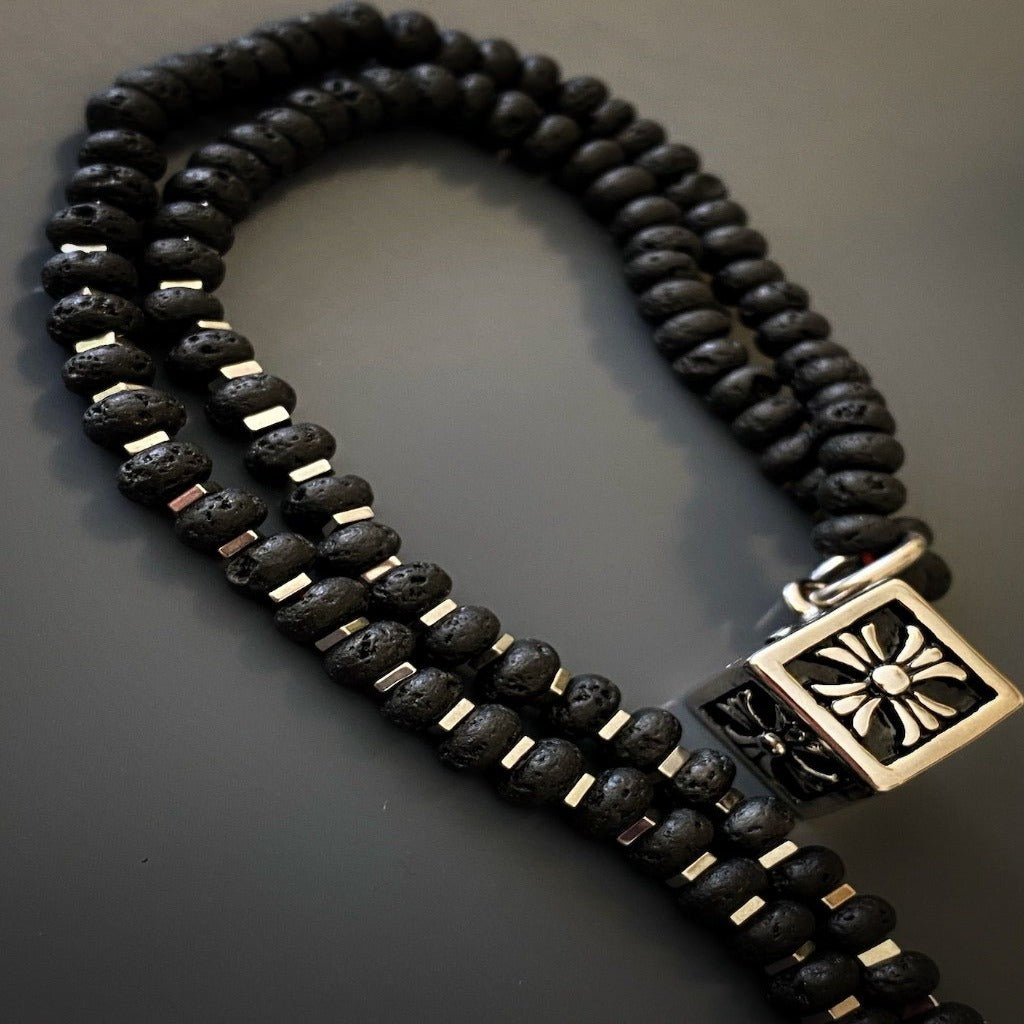 Earth Connection - Celtic Dice Necklace with Lava Rock Beads.