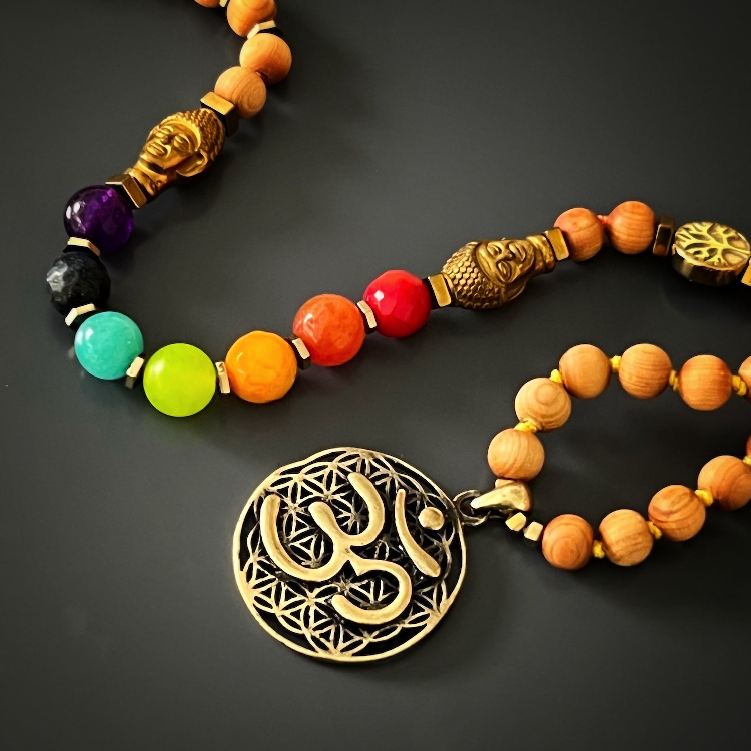 Discover the serenity of the Chakra Yoga Mala Necklace, handcrafted to awaken your inner peace.