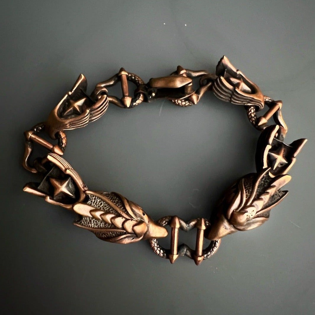 Bronze Finish Bracelet with Handcrafted Eagle and Wings Design, a statement piece with a touch of elegance.