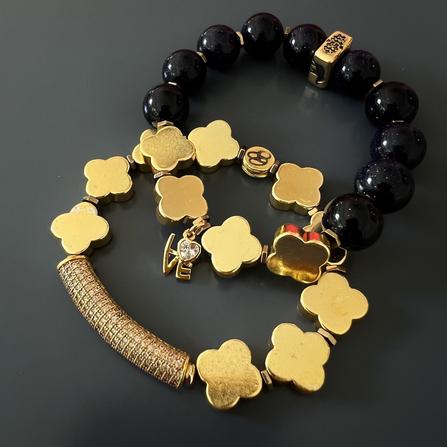 Gold Charm Bracelet - Stylish and meaningful bracelet with a handcrafted gold charm symbolizing love, enhanced with a simulated diamond for a touch of glamour.