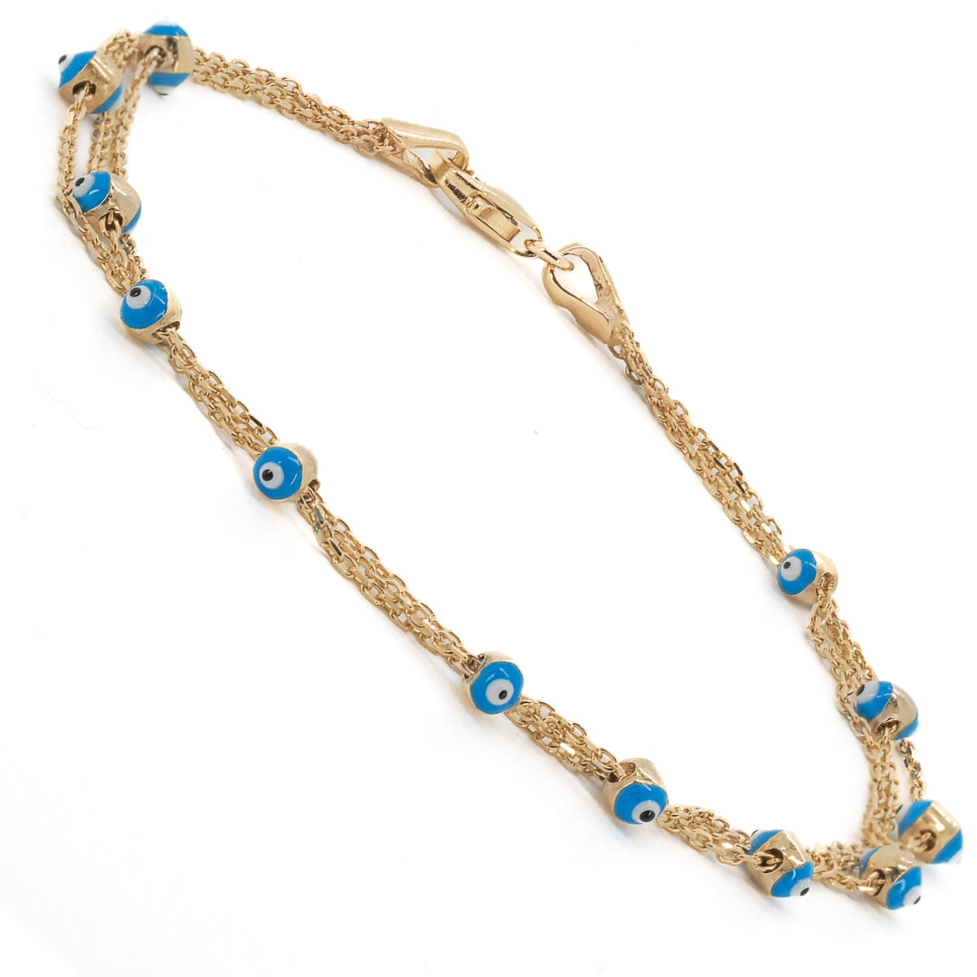 Stylish Evil Eye Bracelet - A chic and fashionable image of the Gold Evil Eye Triple Bracelet.