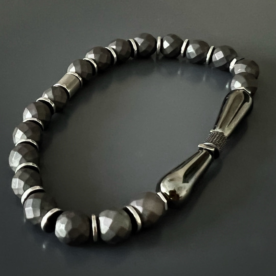 the Hematite Balance Men&#39;s Bracelet, adding a touch of sophistication to any look.