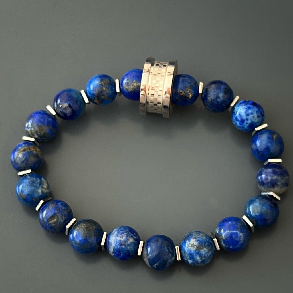 The Lapis Lazuli Amor Bracelet, a symbol of compassion and self-expression, handcrafted with care.