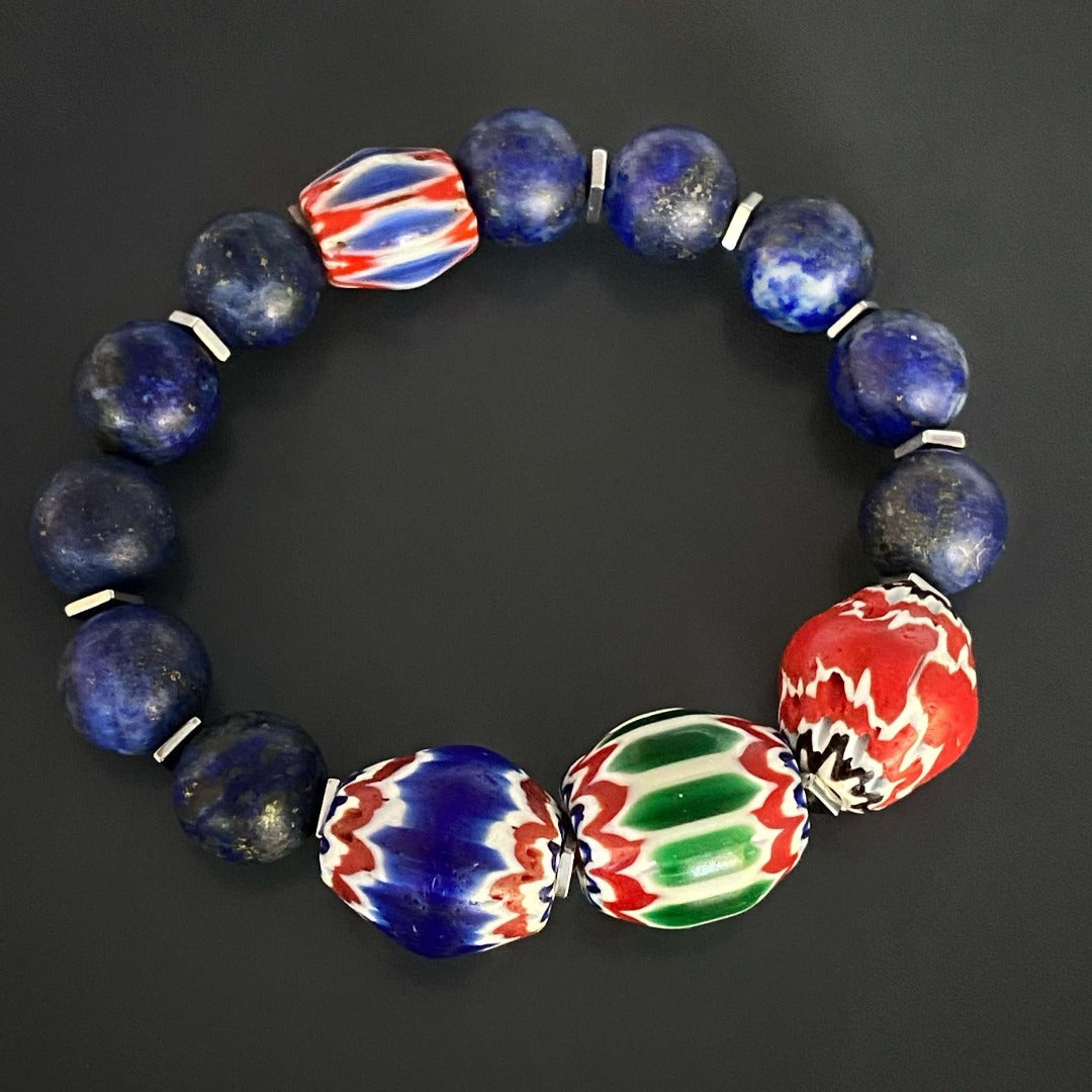 Captivating Lapis Lazuli Nepal Bracelet with colorful Nepal beads.
