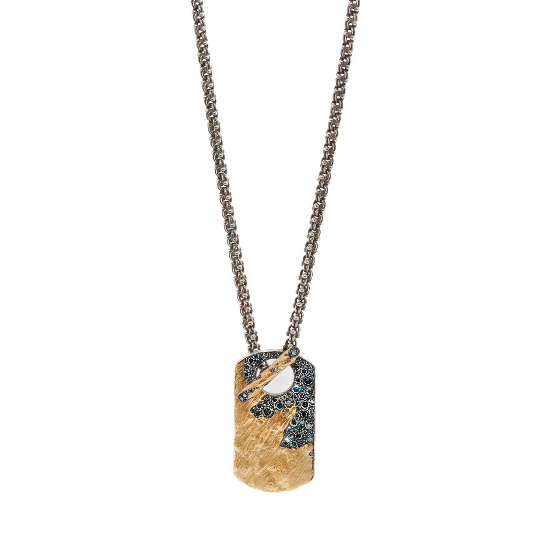 Nature Toggle Petroleum Necklace - A unique luxury piece from Ebru Jewelry's new series.