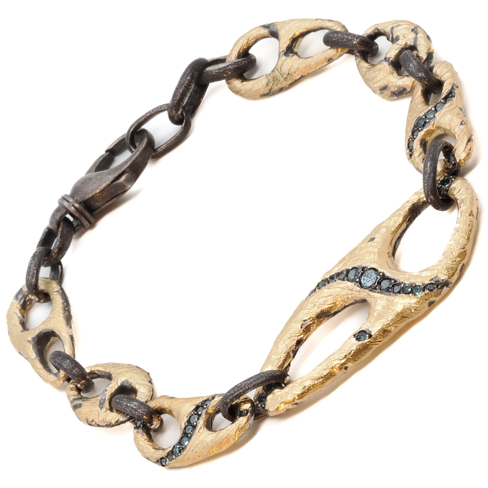High-Quality Craftsmanship - Nature Uneven Bracelet with rough silver and gold surfaces.