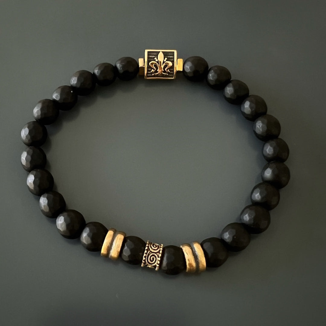 Stunning Handmade Jewelry - Black Onyx and Fleur De Lis.
