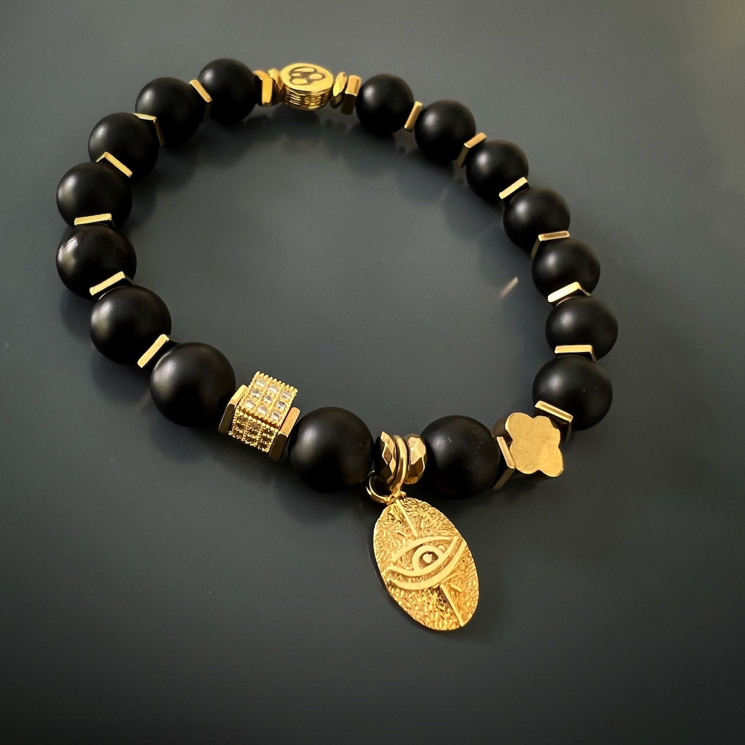 The Onyx Unique Eye Bracelet is a symbol of spiritual awakening and protection, perfect for those seeking positive energy.