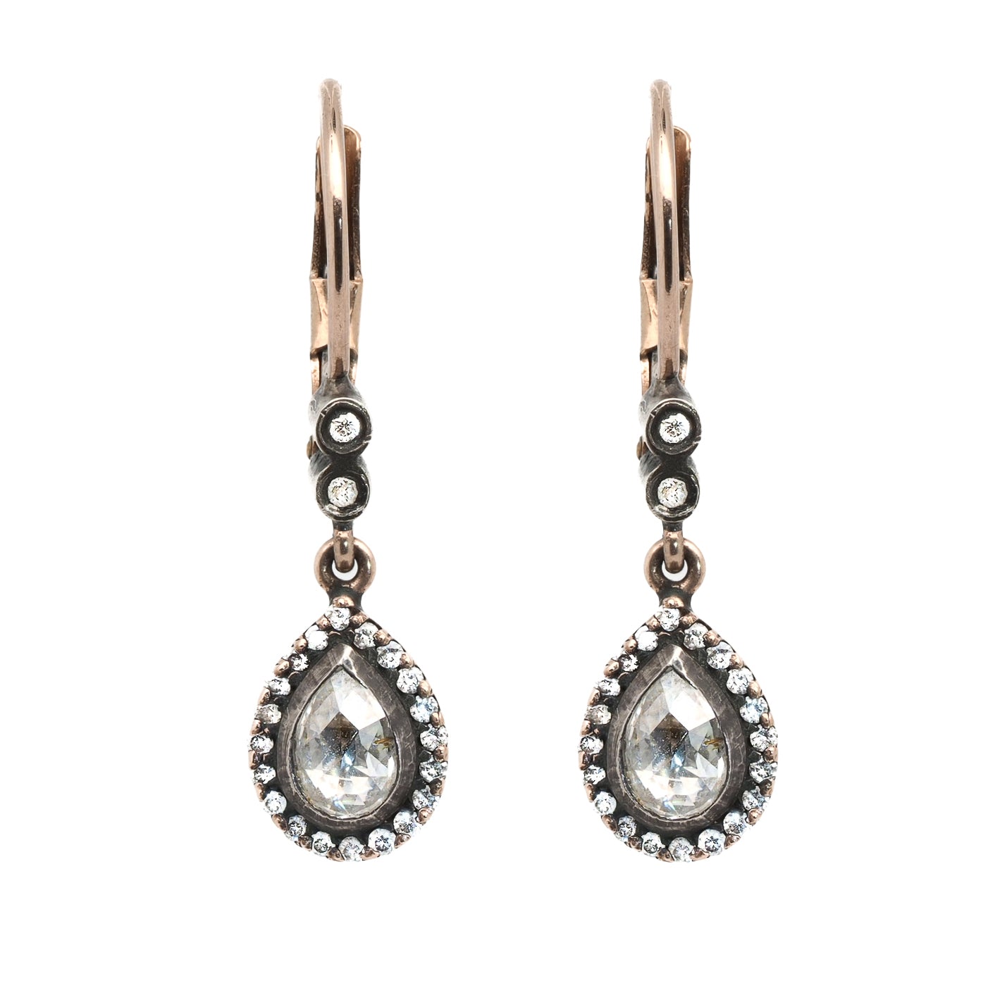 Pear Shaped Diamond Earrings - Handcrafted with 8k Gold and 1.32ct Diamonds.