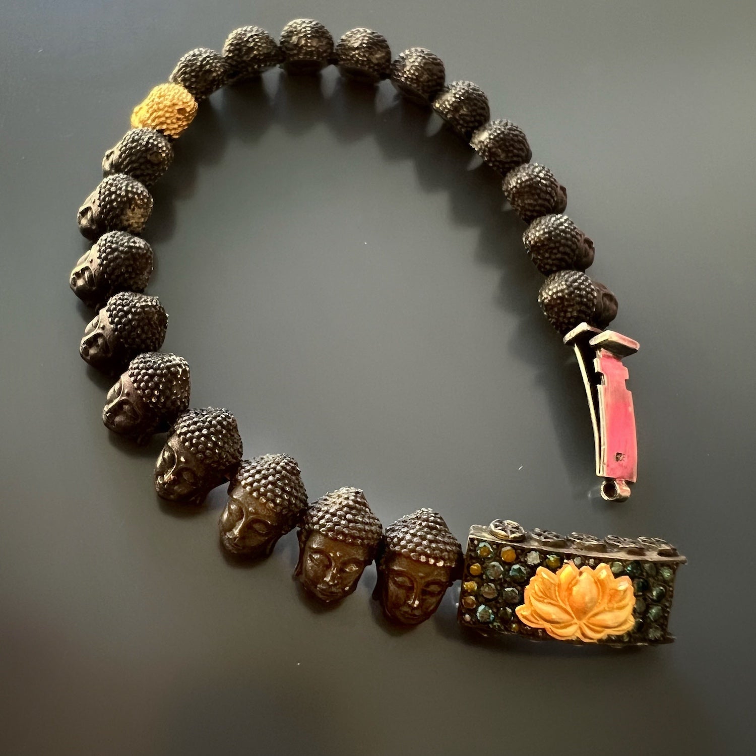 Custom Sizing Available - Contact us to personalize your Gold Lotus Buddha Bracelet.