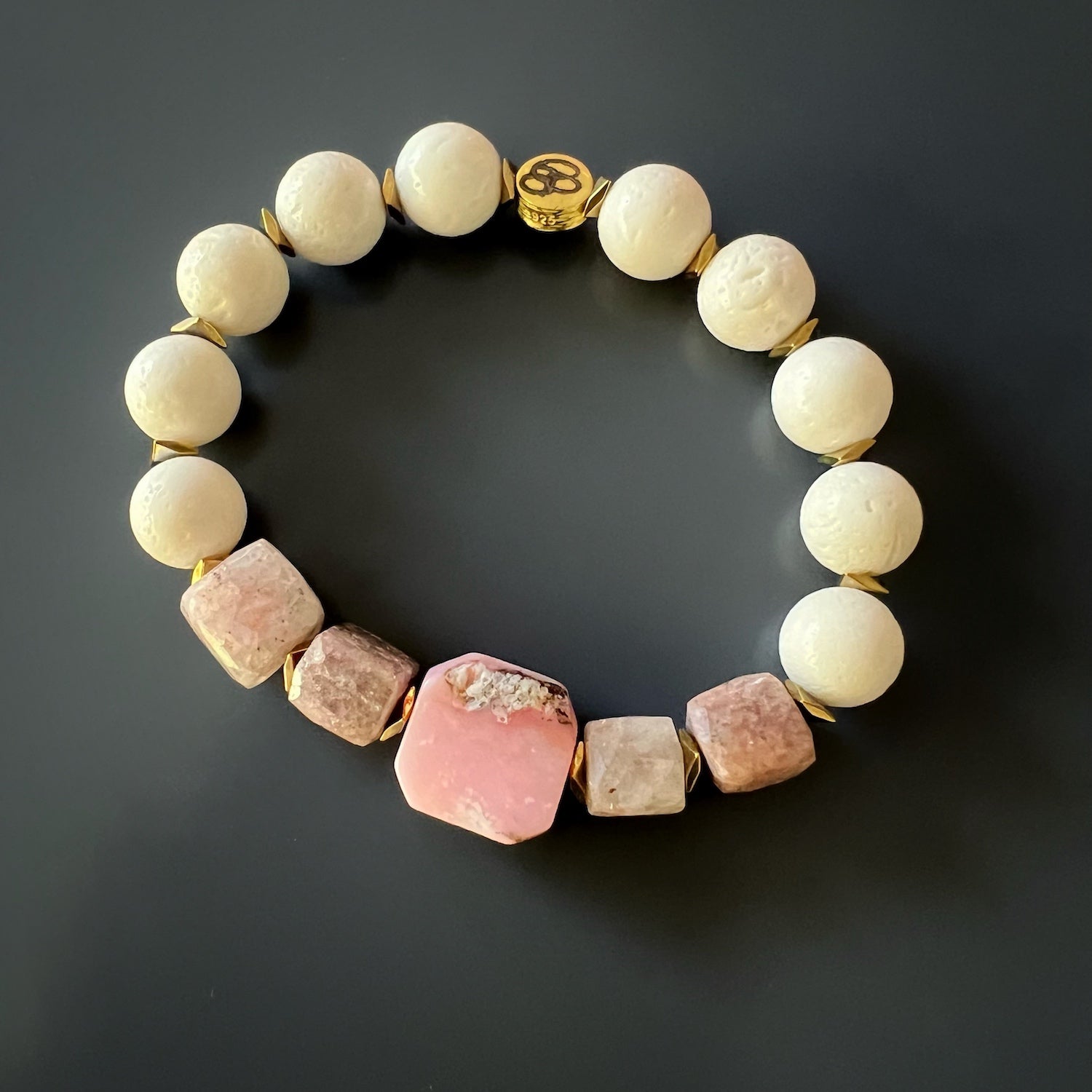 The Pink Quartz Balance Bracelet is a meaningful accessory, handmade with care to bring you balance and healing energies.