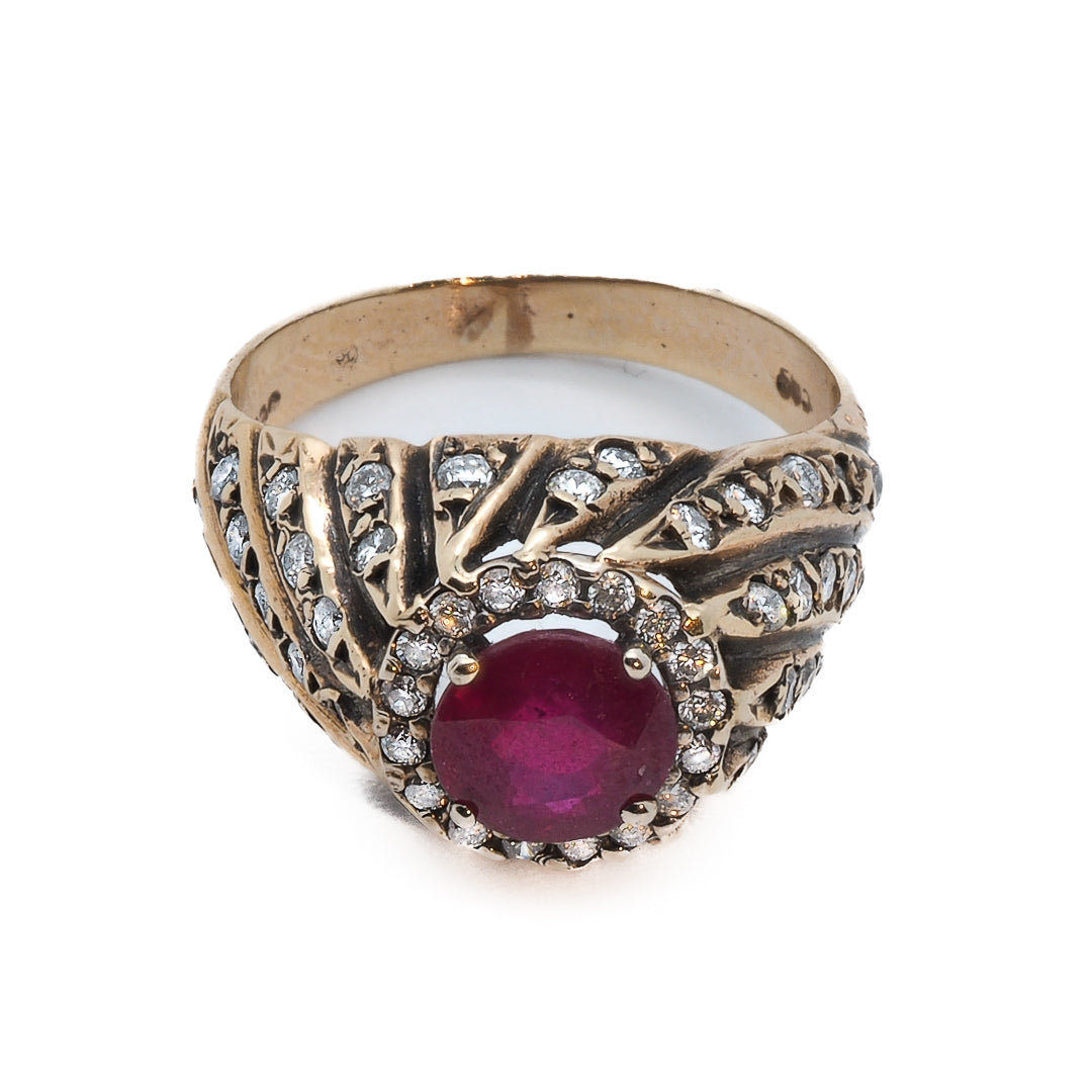 Customizable Options - Contact us for personalized Round Spiral Ruby Ring.