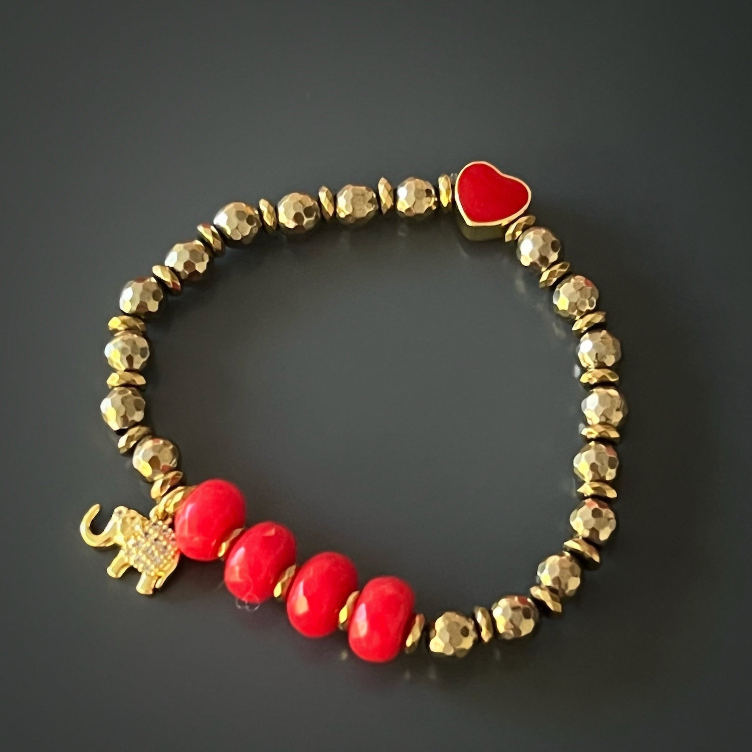 Celebrate the beauty and symbolism of the Red Heart Lucky Elephant Bracelet, a handcrafted piece that radiates style and good fortune.