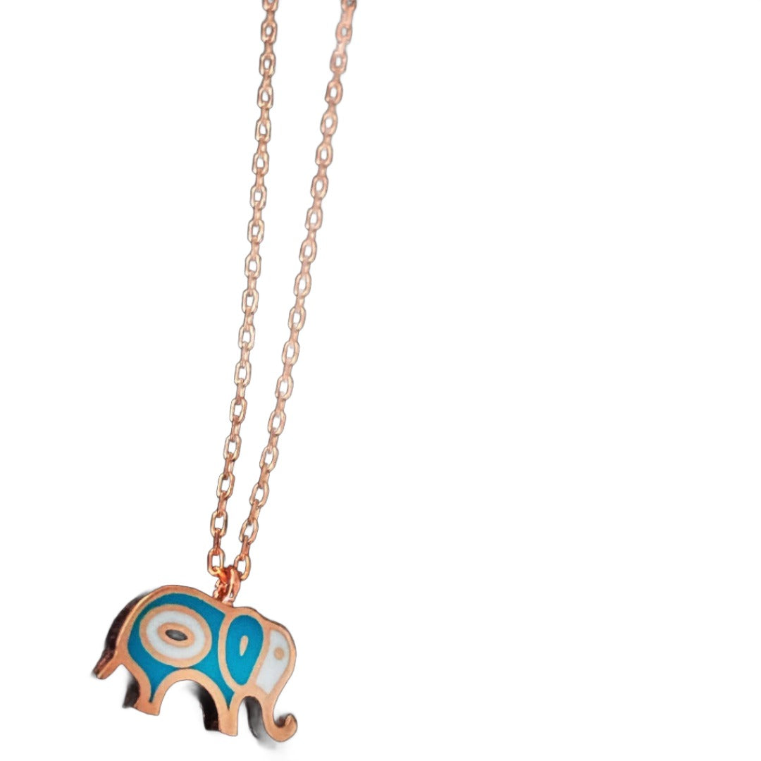 Elevate your style with the Rose Gold Elephant Necklace, showcasing a minimalist elephant pendant on a sleek gold plated chain, symbolizing good luck and unity.