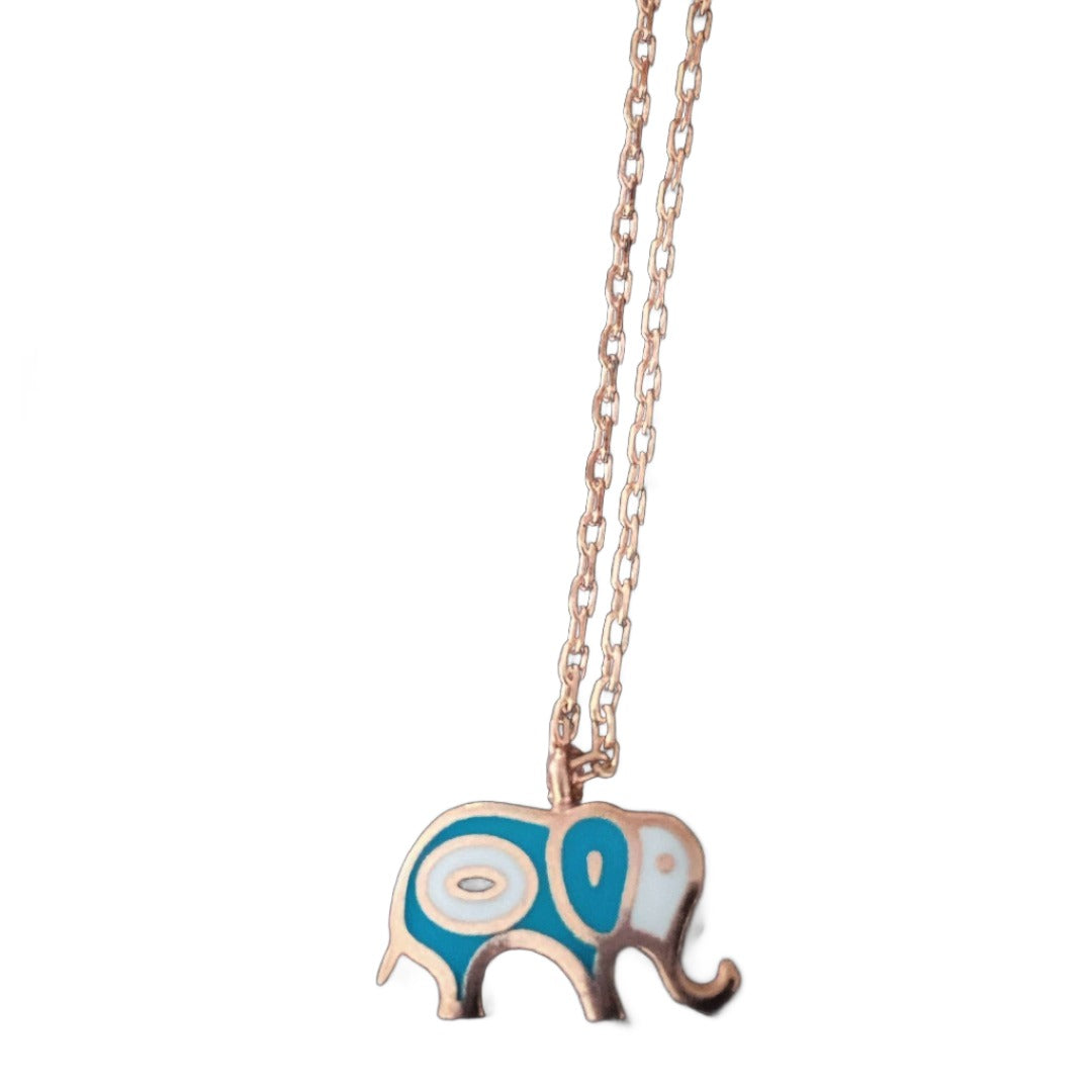 Admire the delicate beauty of the Rose Gold Elephant Necklace, featuring a minimalist elephant pendant on a dainty gold plated chain, symbolizing good luck and protection.