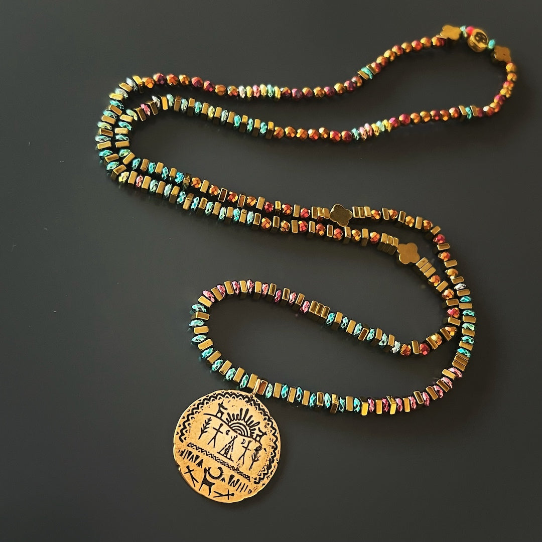 Native American Shaman Symbols Pendant Necklace - Embracing Divine Energy and Protection.