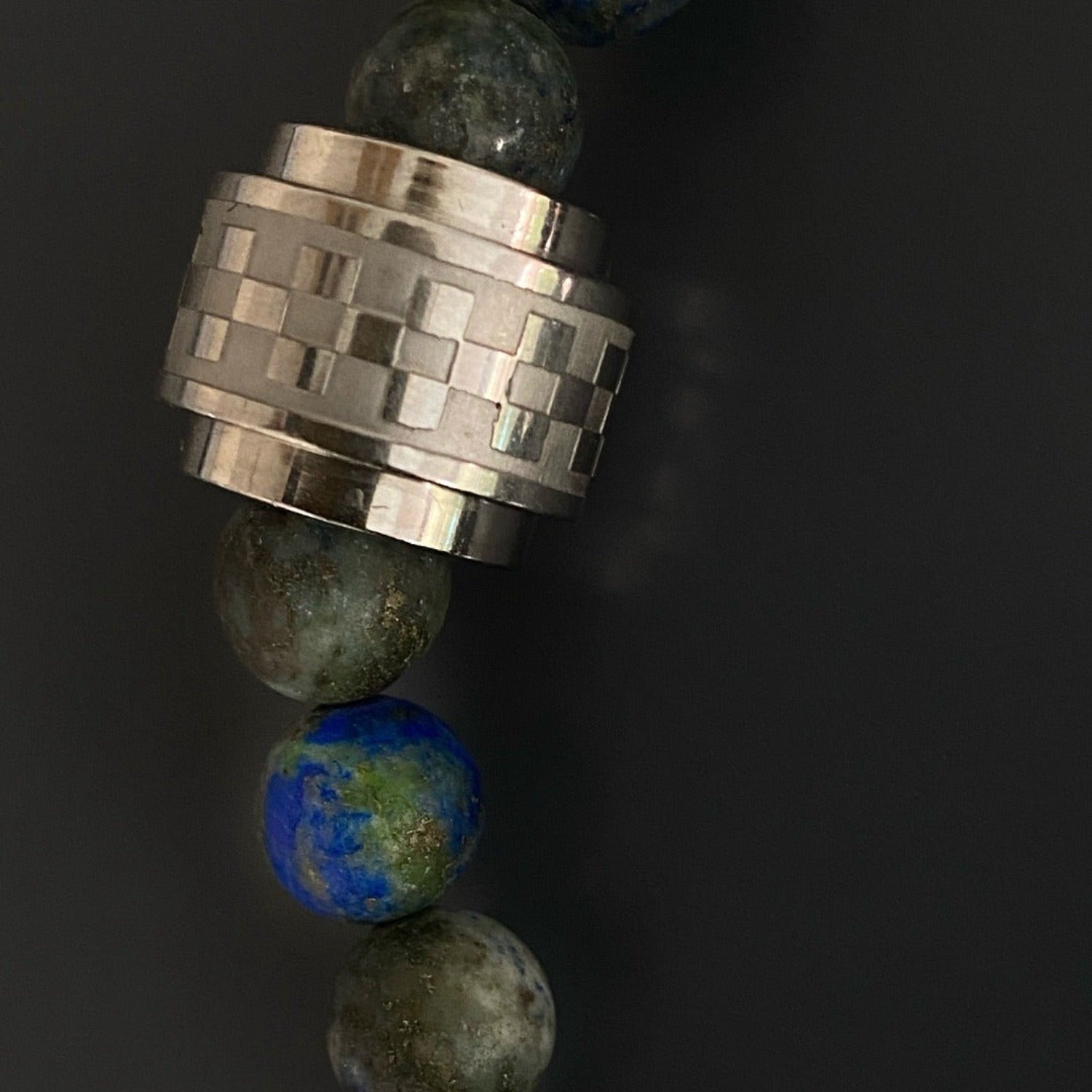 Meaningful Talisman - Azurite Beaded Bracelet with Steel Amor Bead.