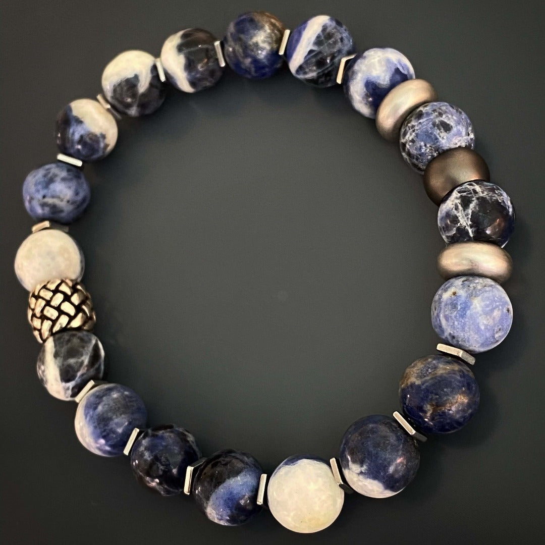 Natural Beauty of Blue Sodalite Stones - Men&#39;s Bracelet.