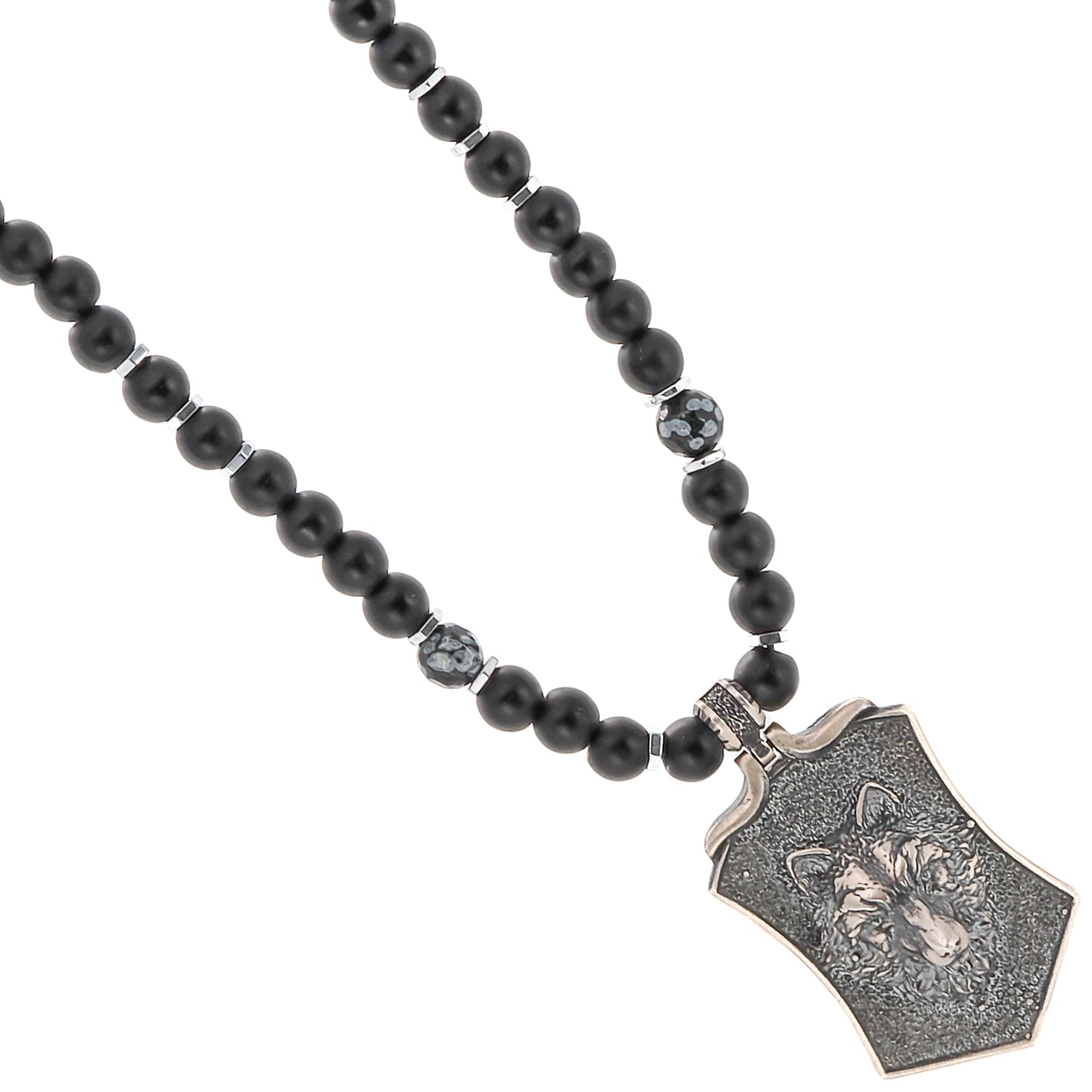 Elevate your style with the Spirit Onyx Wolf Necklace, a striking accessory that embodies the untamed spirit of nature.