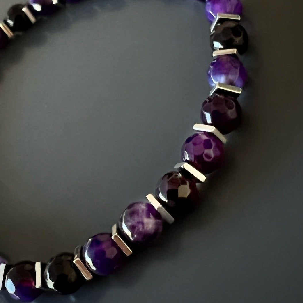 Inner Peace and Clarity - Amethyst Bracelet with Hematite Spacers.
