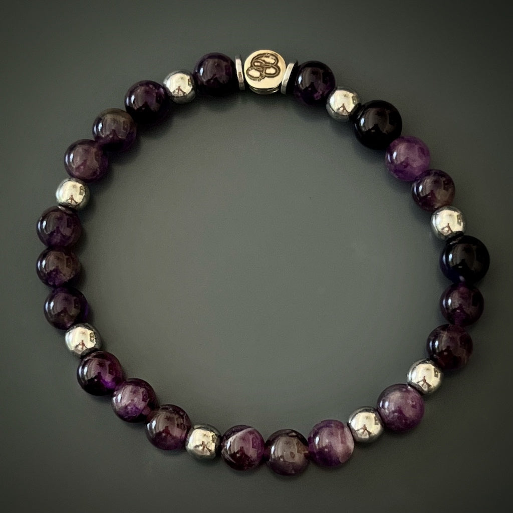 Genuine Amethyst Stones - Men's Bracelet.