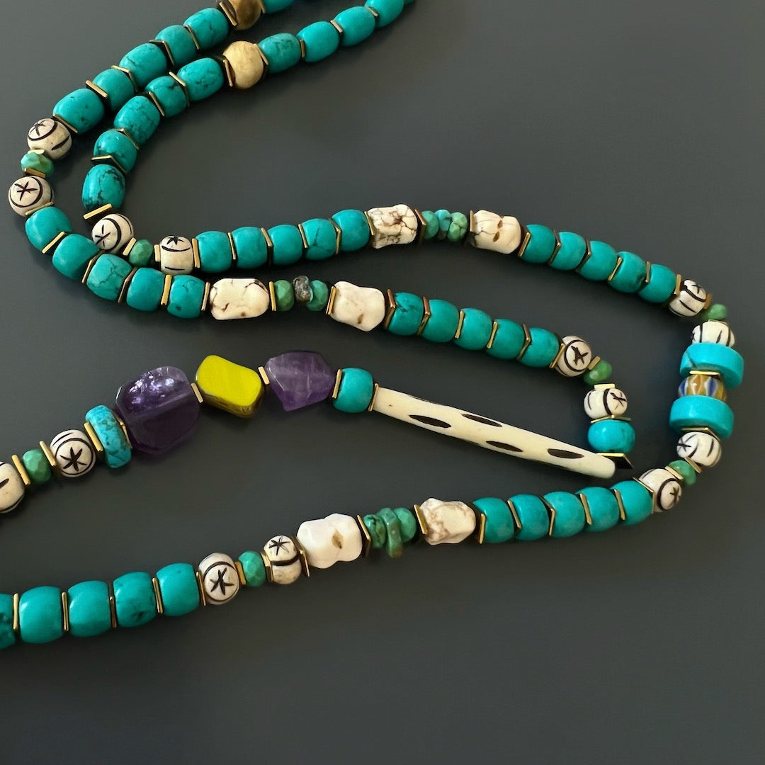 Unique Artistry - The Turquoise Beaded Necklace Exhibits Elegance and Meaning in its Design.