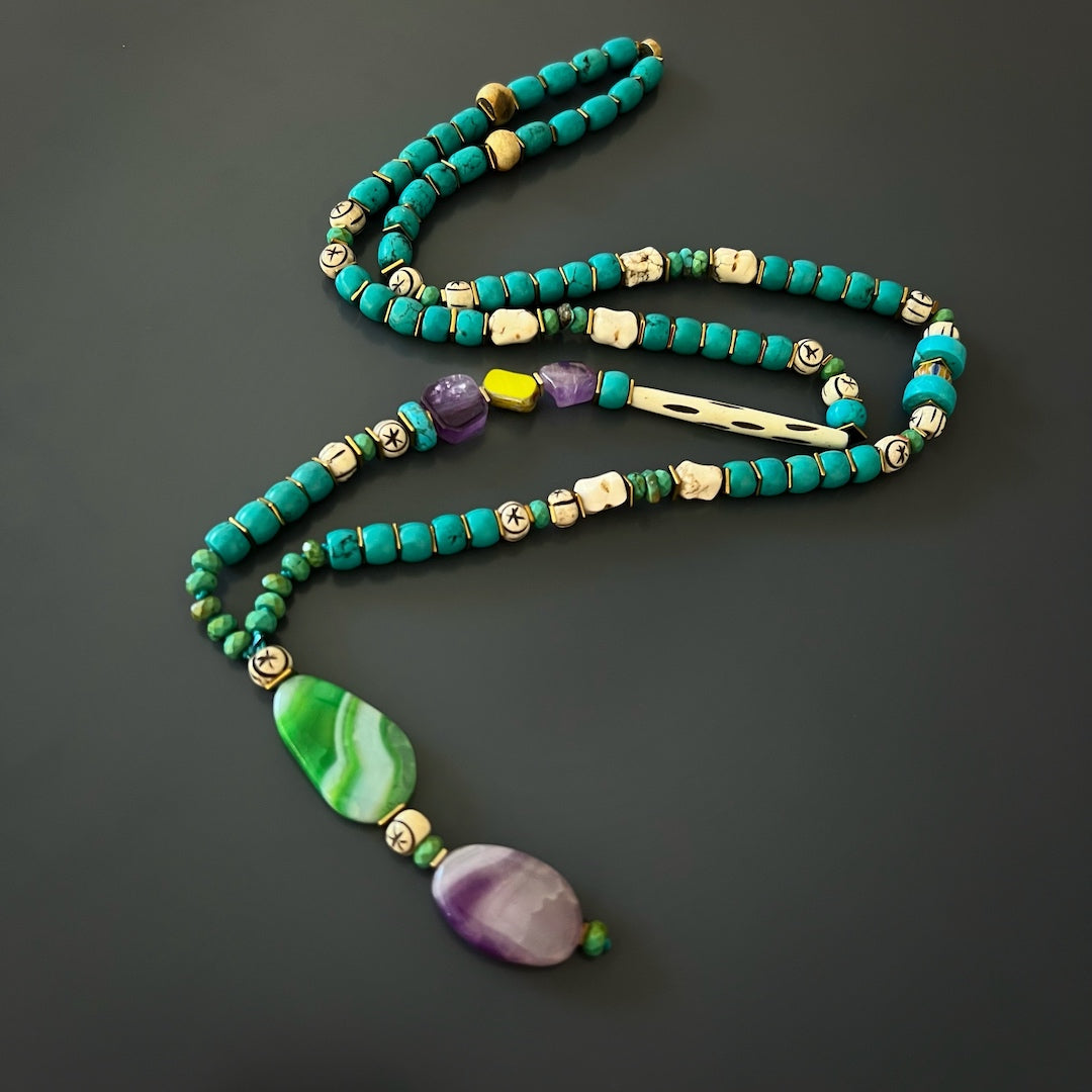 Calming Energy - The Turquoise Beaded Necklace Promotes Inner Peace and Balance.