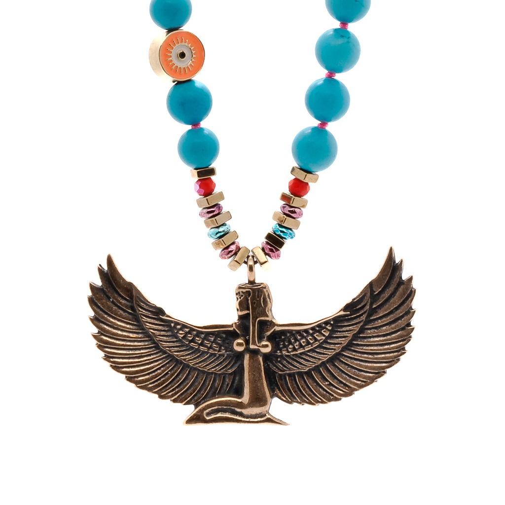 Embrace Your Inner Goddess - The Turquoise Stone Beads and African Beads on the Necklace.