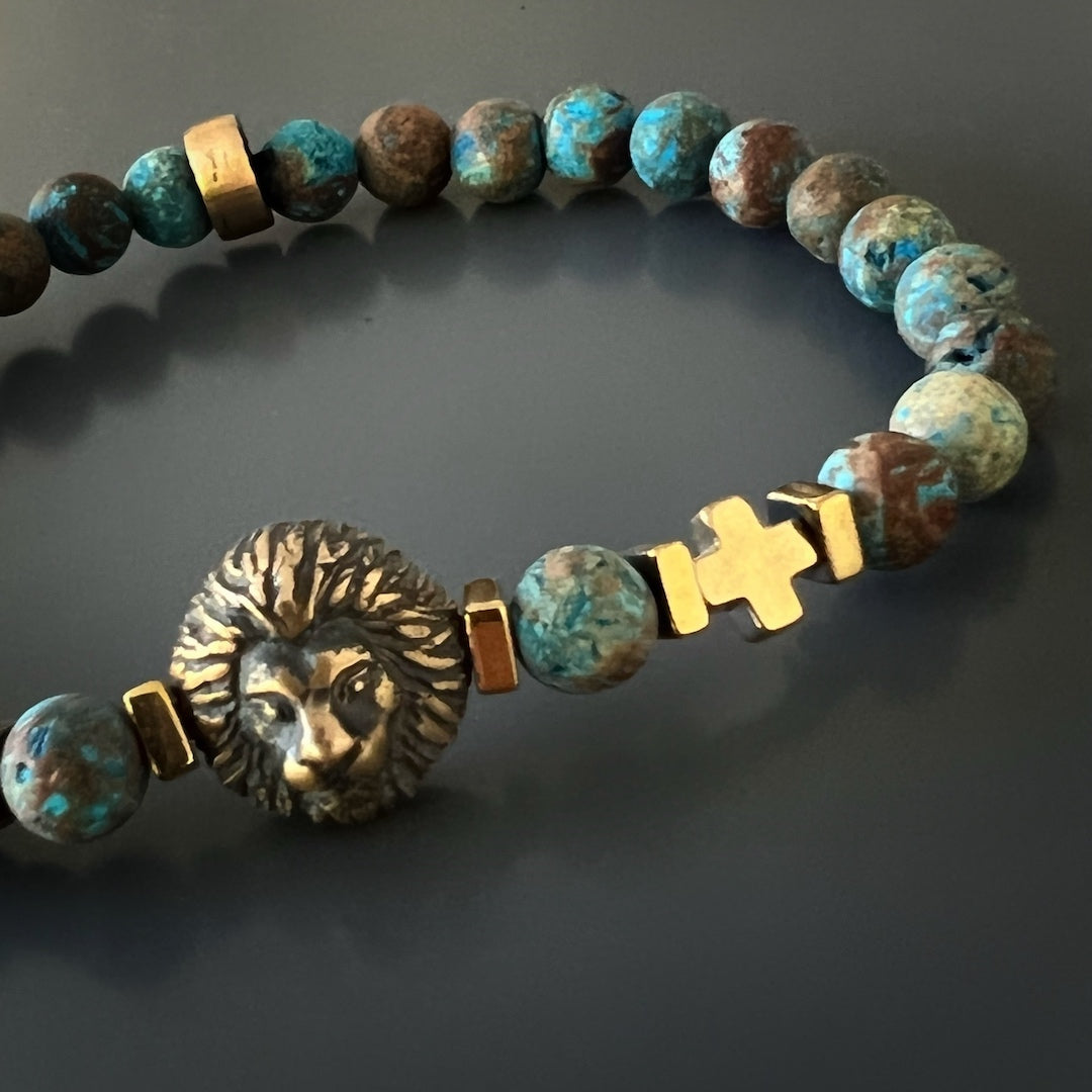 Handmade Bronze Charm - Lion Symbol Bracelet.