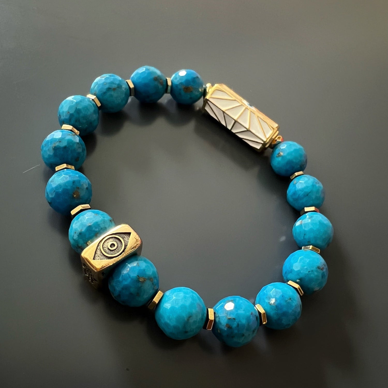 The Turquoise Luck and Protection Bracelet combines spirituality and style, making it a perfect addition to your jewelry collection.