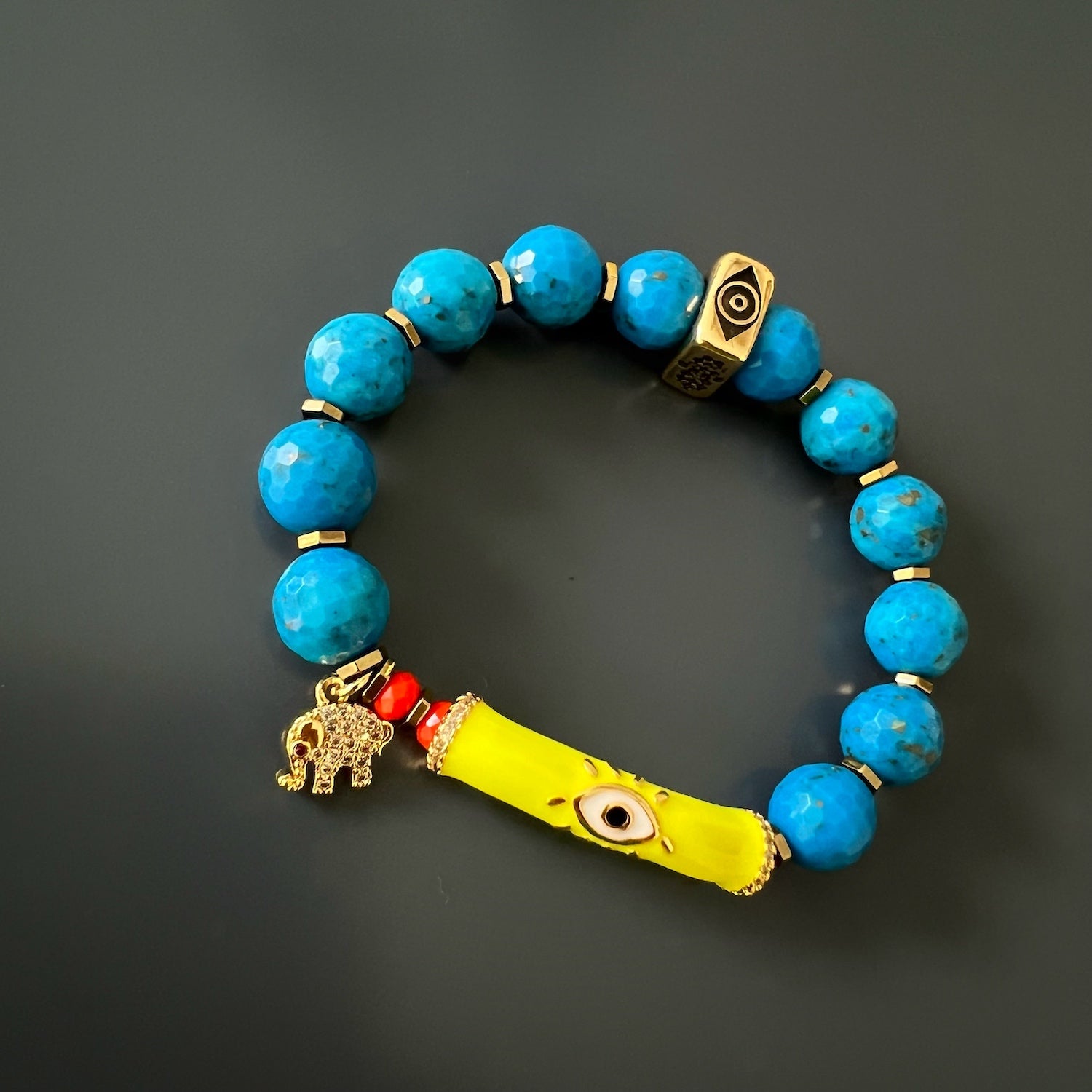Discover the power of the Turquoise Unique Protection Bracelet, a handmade piece that carries symbols of strength and protection.