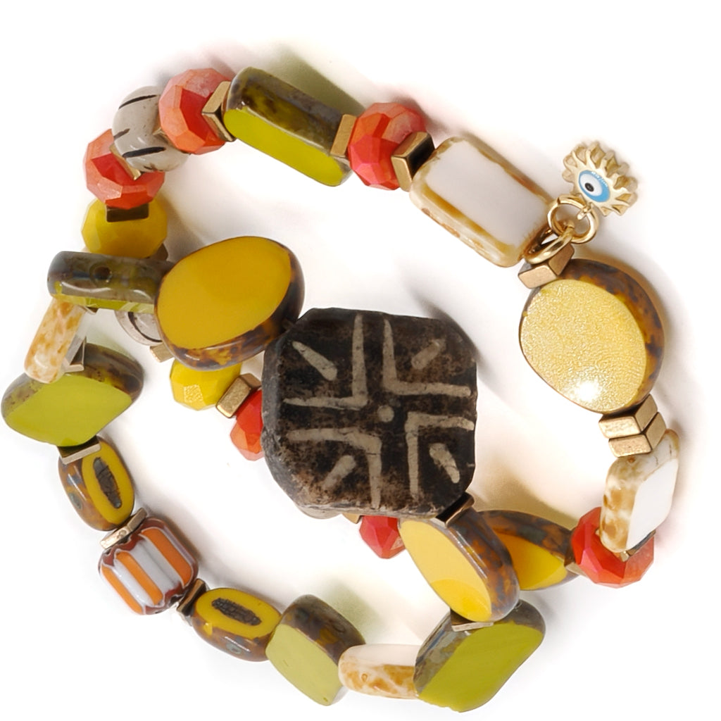 Explore the beauty of the Unique African Bracelet Set, a collection of handmade bracelets that exude bohemian flair.