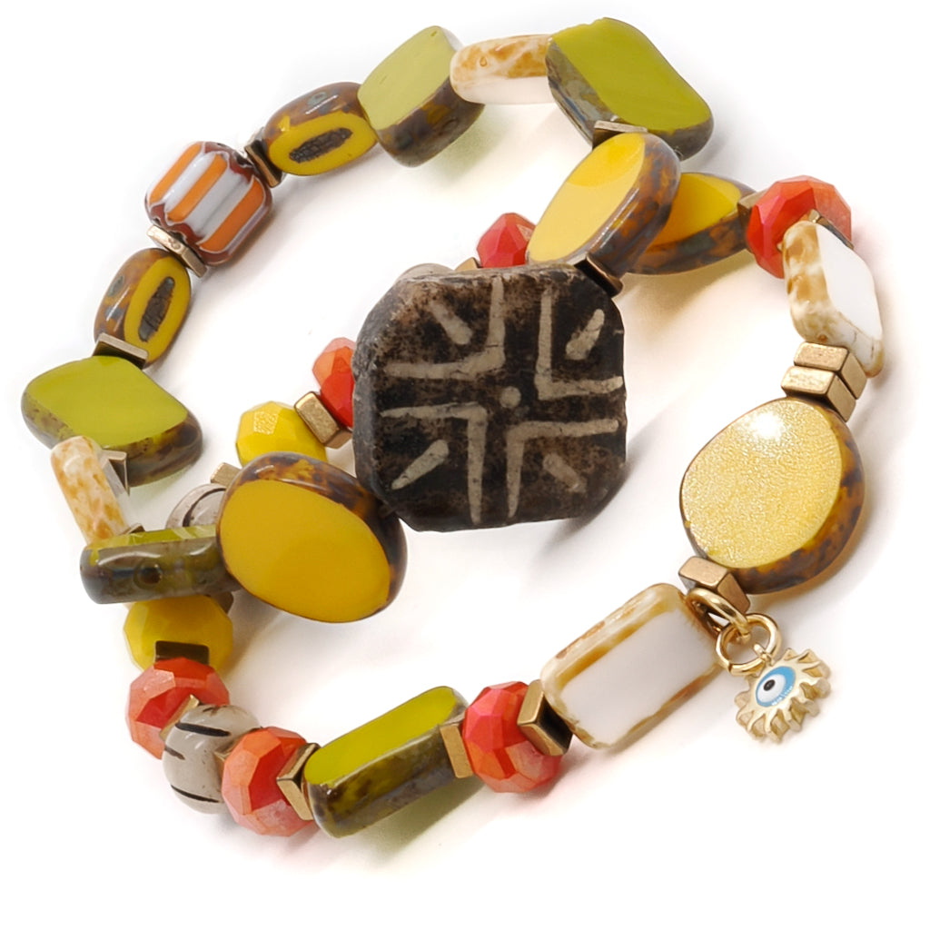 Experience the bohemian charm of the Unique African Bracelet Set, a handmade accessory that adds a touch of uniqueness to any ensemble.