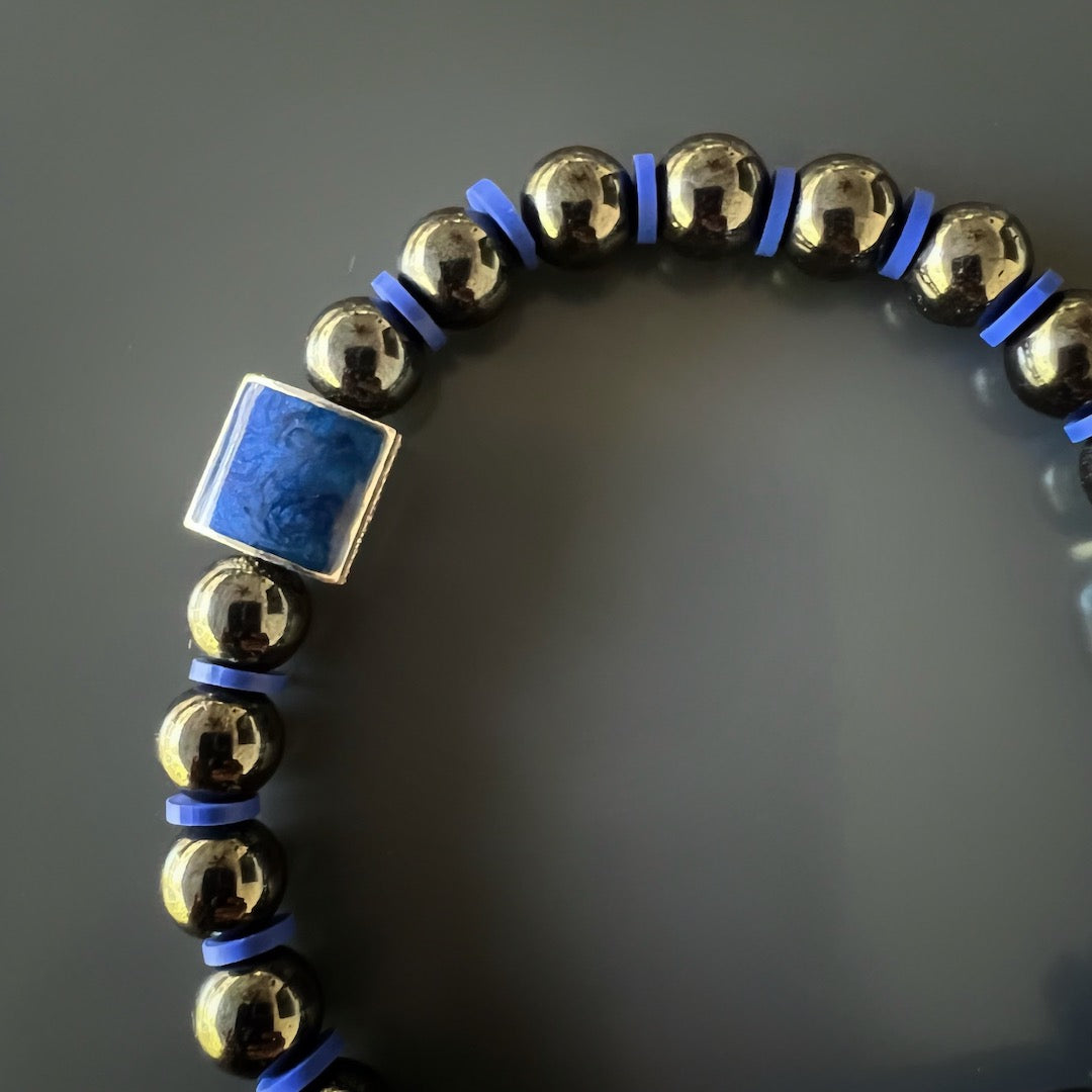 Natural Beauty - Hematite and Lapis Lazuli Bracelet.