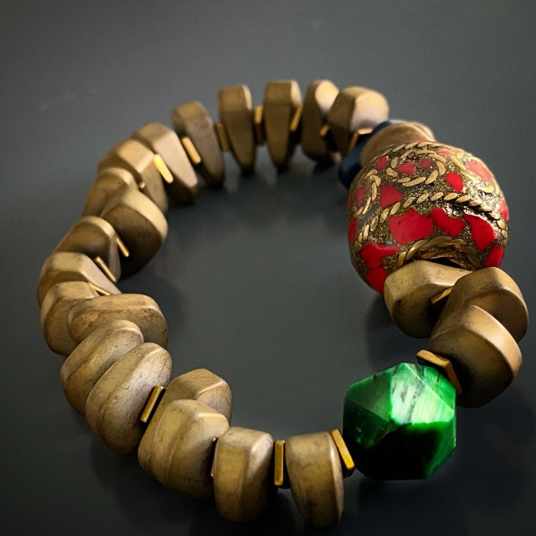 Discover the unique blend of colors and textures in the Vintage Nepal Bracelet, a statement piece that reflects your individuality.