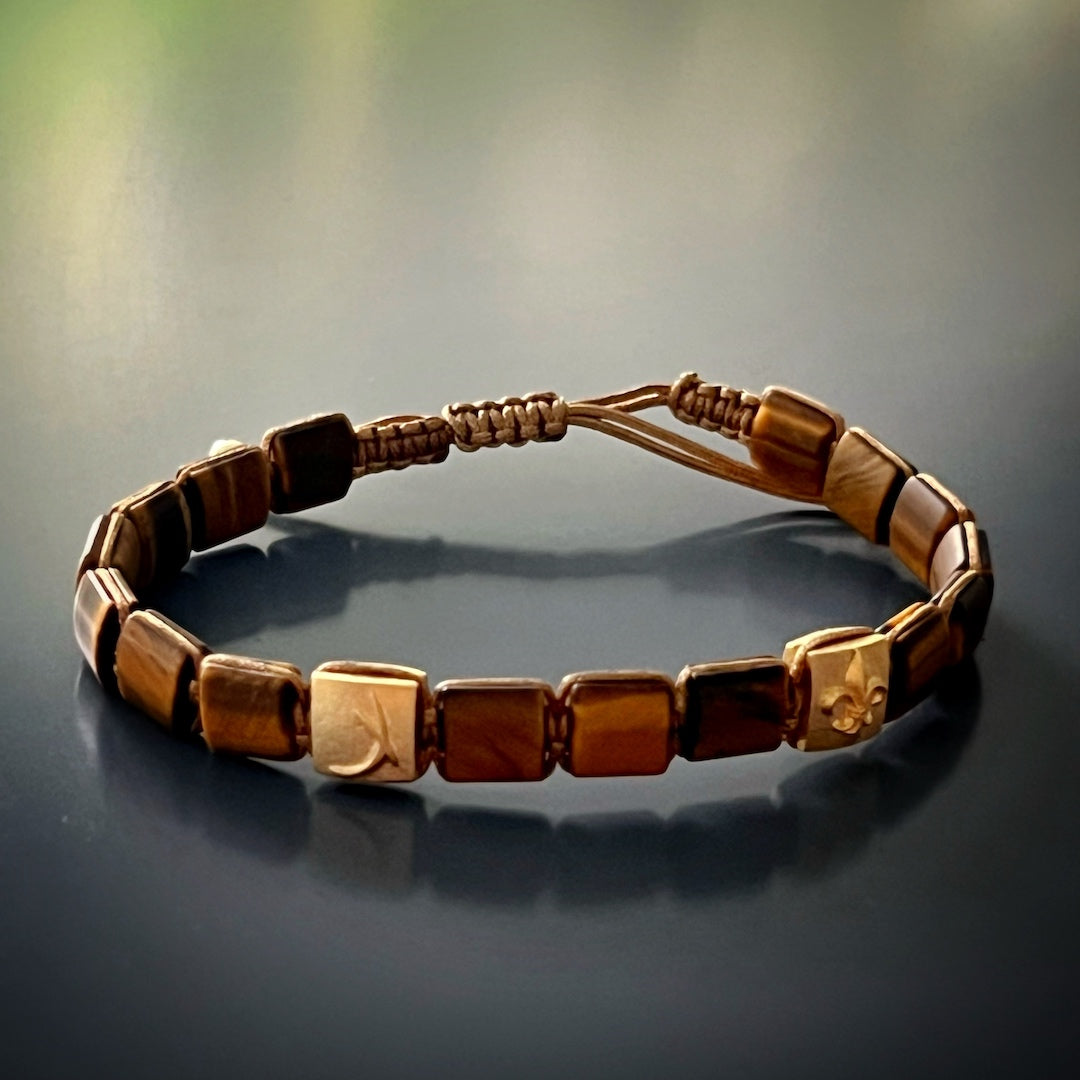Handmade in the USA - Woven Gold Fleur de Li Bracelet, crafted with love and care.