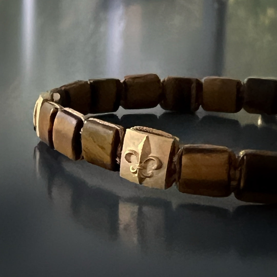 Custom Sizing Available - Contact us to personalize your Woven Gold Fleur de Li Bracelet.