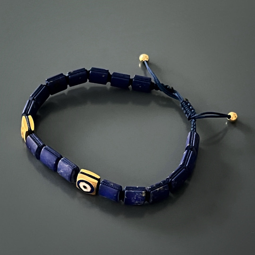 Inner Strength - Woven Lapis Lazuli Evil Eye Bracelet, a symbol of empowerment.
