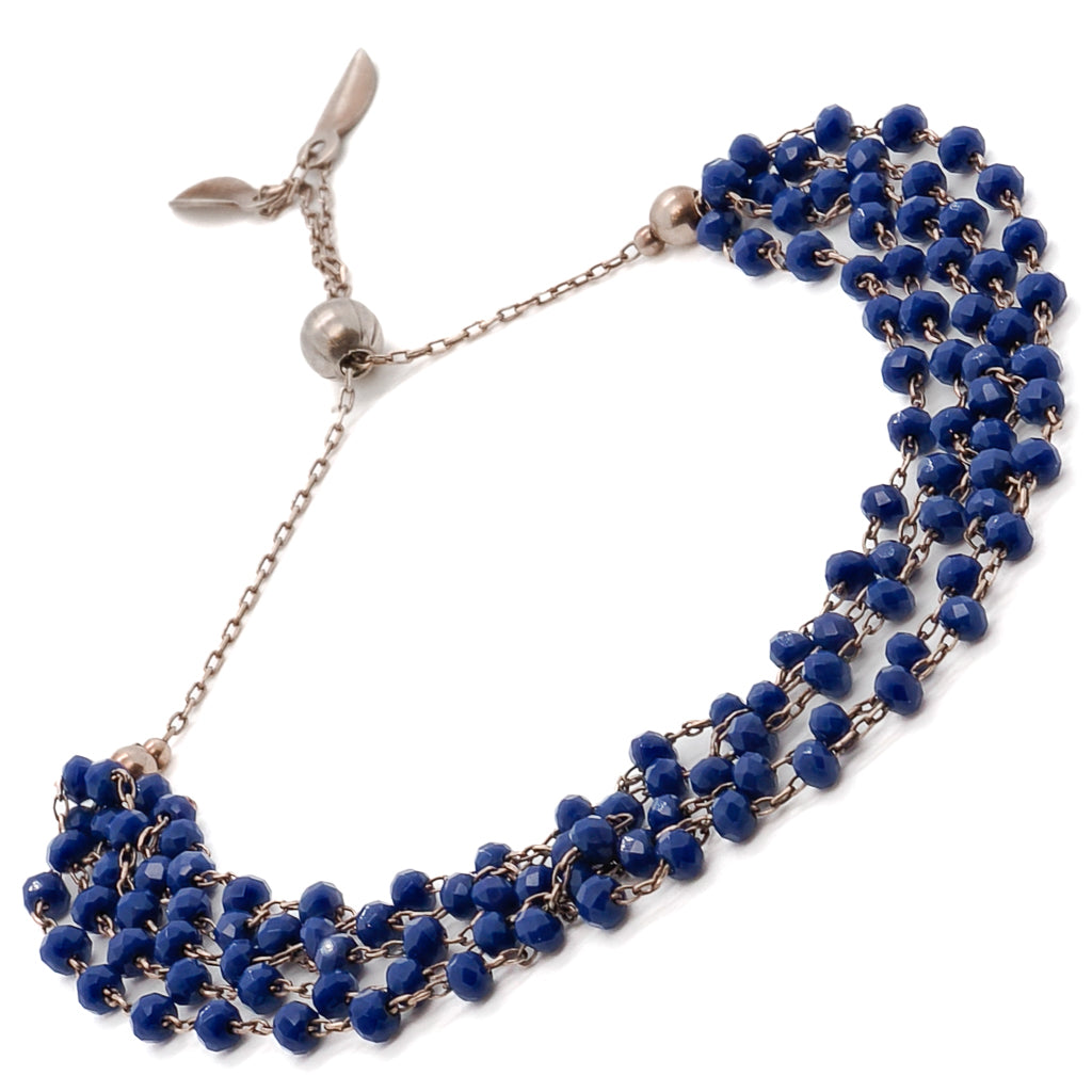 Beautiful Alexa Bracelet - Handmade with care, featuring tiny Lapis Lazuli beads on multi-strand rose gold chains.