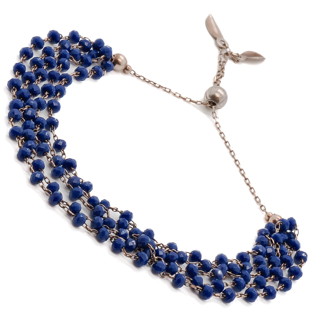 Stylish Alexa Bracelet - Gold plated multi-strand chains with tiny Lapis Lazuli beads, perfect for any occasion.