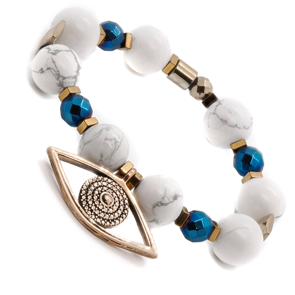 Howlite and Hematite Bracelet for Spiritual Awareness