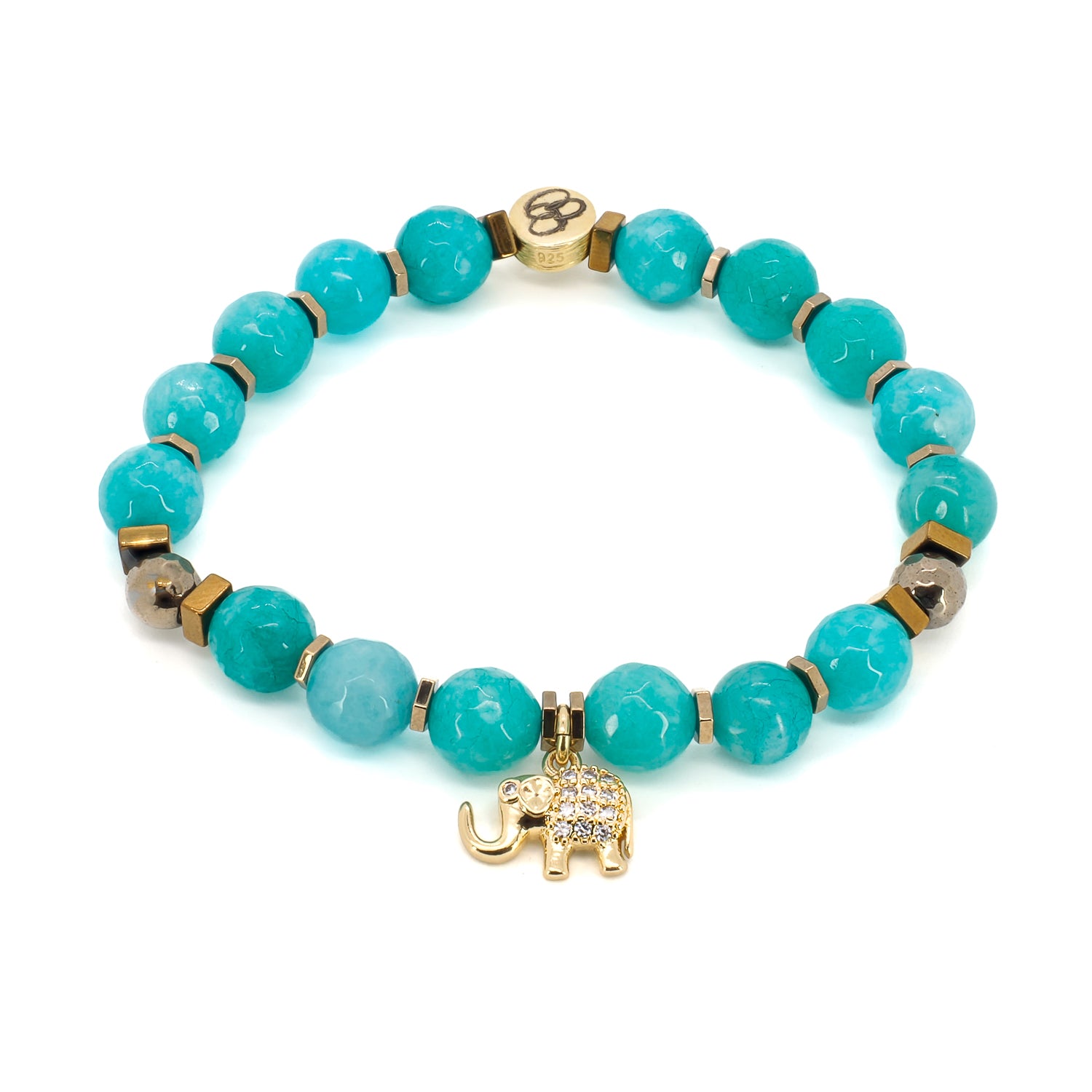 Bring balance and tranquility to your life with our Amazonite Lucky Elephant Bracelet