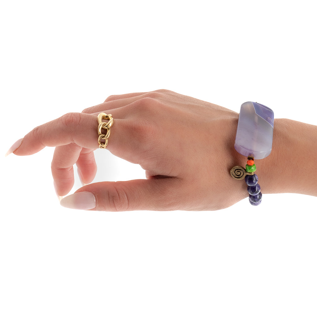 Experience the power of healing and balance with the Amethyst Meditation Bracelet - as seen on our model.